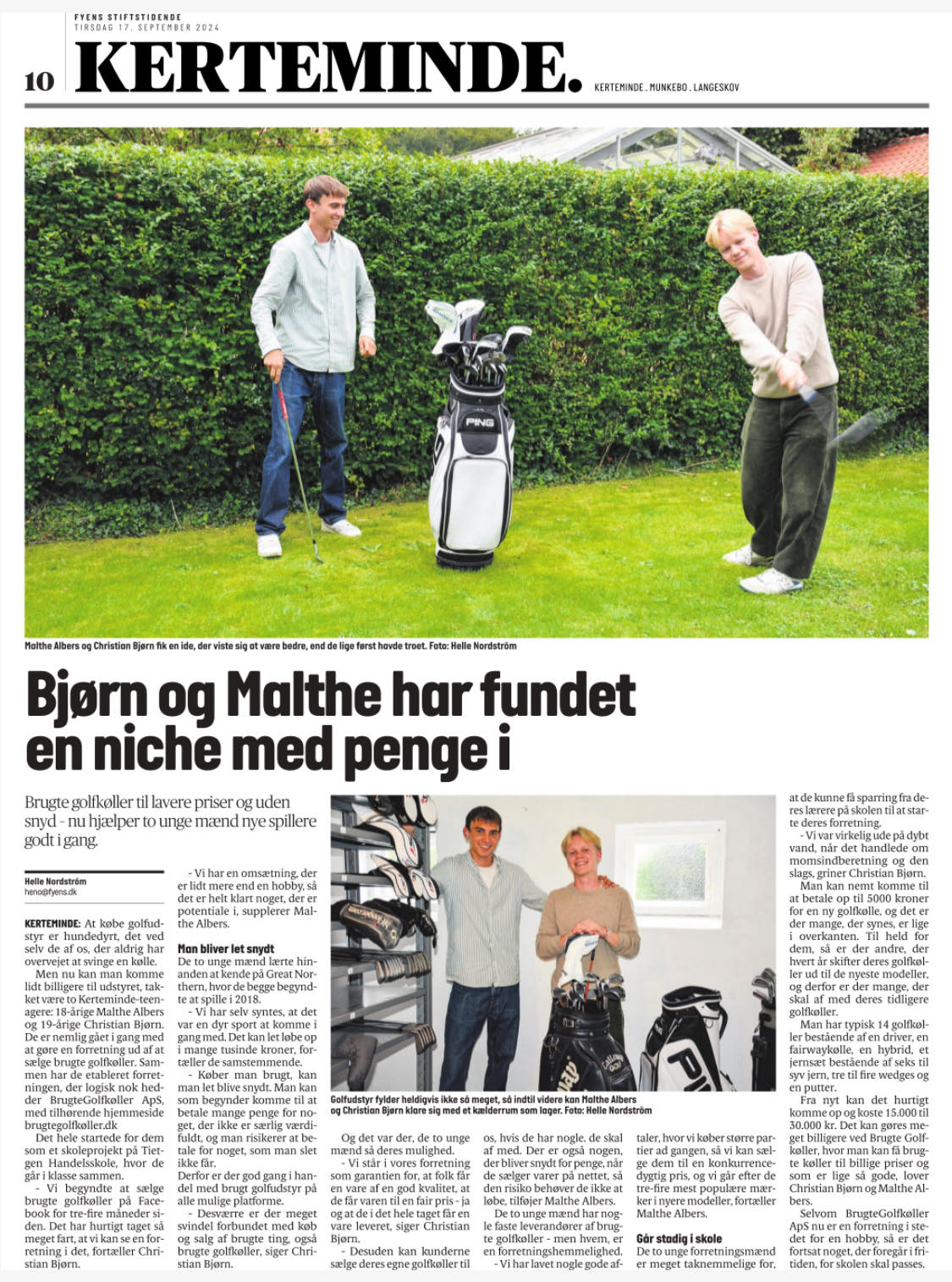 Artikel fra Fyens om os og BrugteGolfkøller og om golfkøller